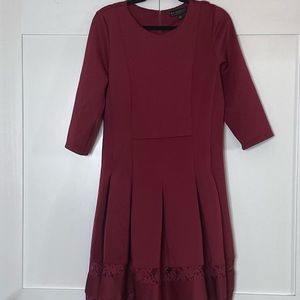 Wine Red Lace Cut Out Holiday Dress